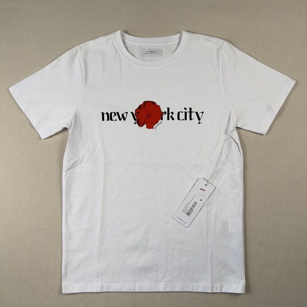 Saturdays NYC Moonflower Short Sleeve Tee Shirt Men’s Extra Small White